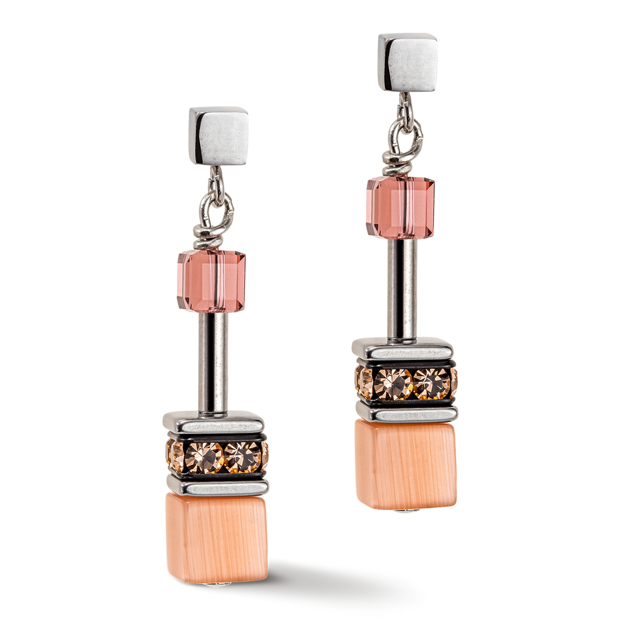 GeoCUBE® Iconic Multicolour Vintage earrings lilac-yellow