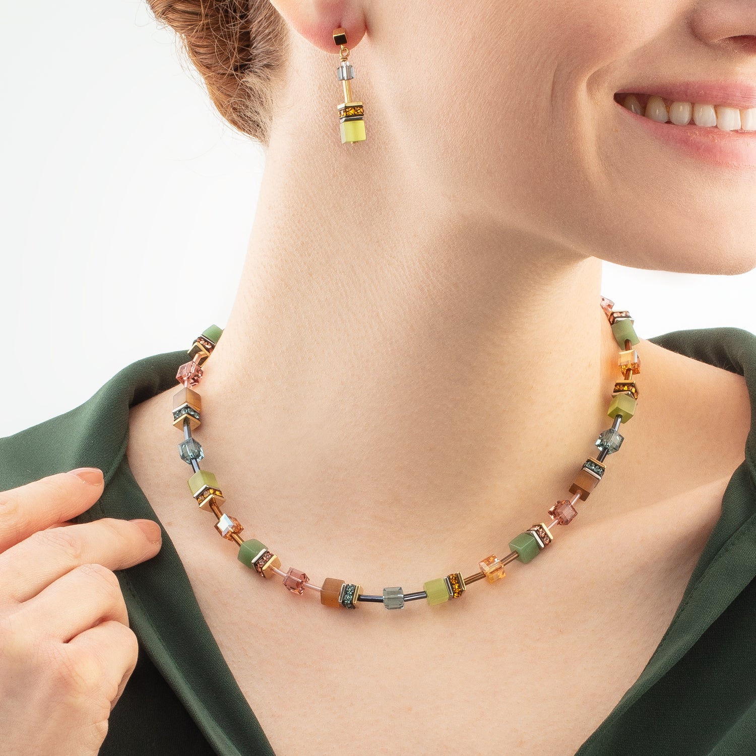 GeoCUBE® Iconic earrings Forest bicolour