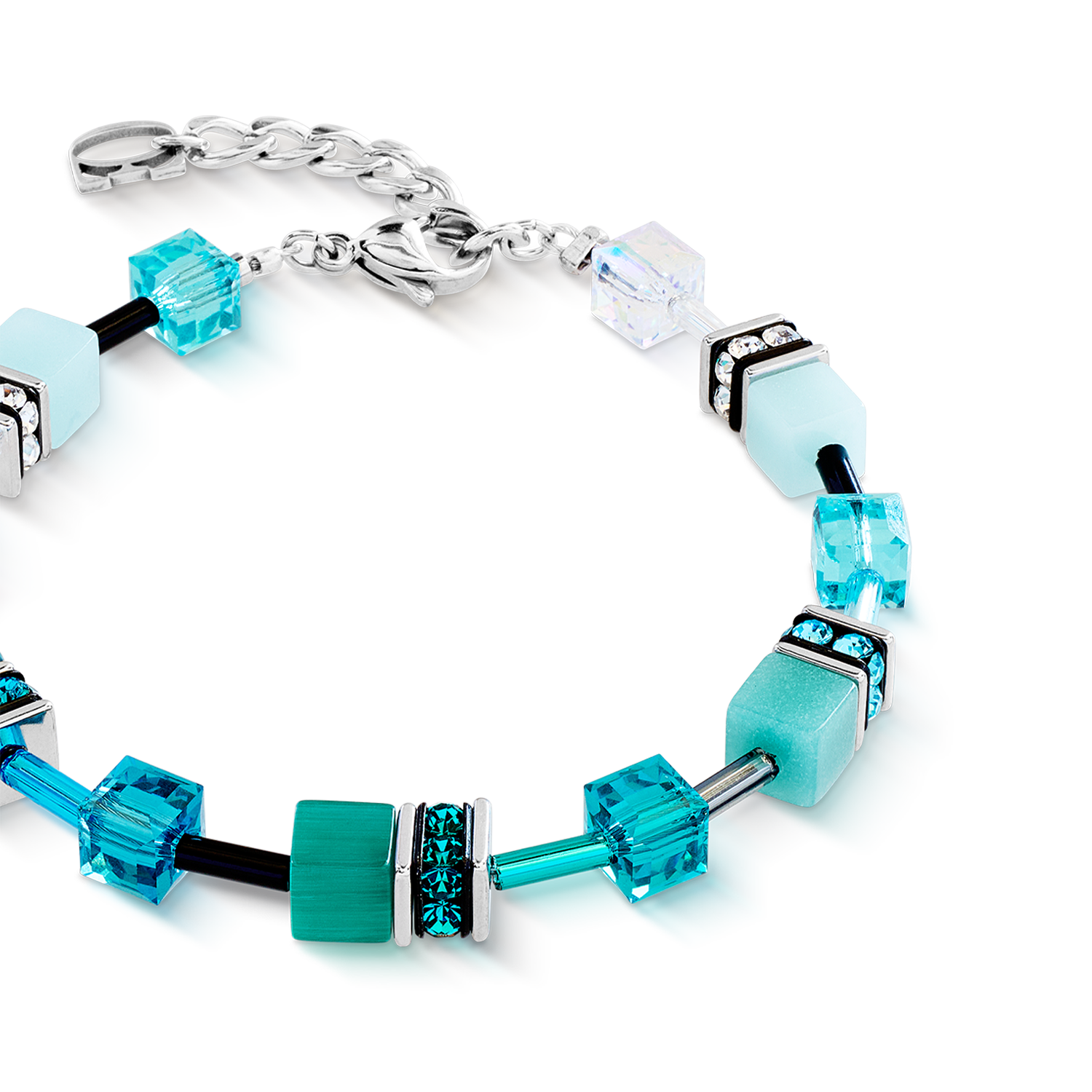 GeoCUBE® Iconic bracelet Teal silver