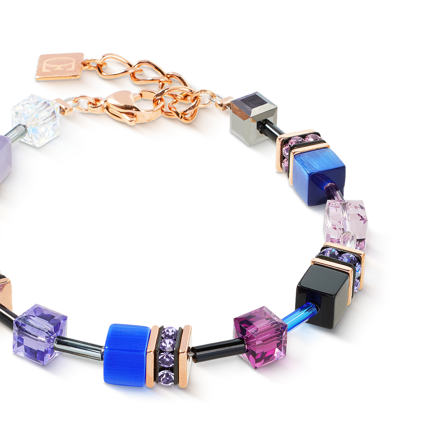 GeoCUBE® Iconic bracelet Blue Moon rose gold