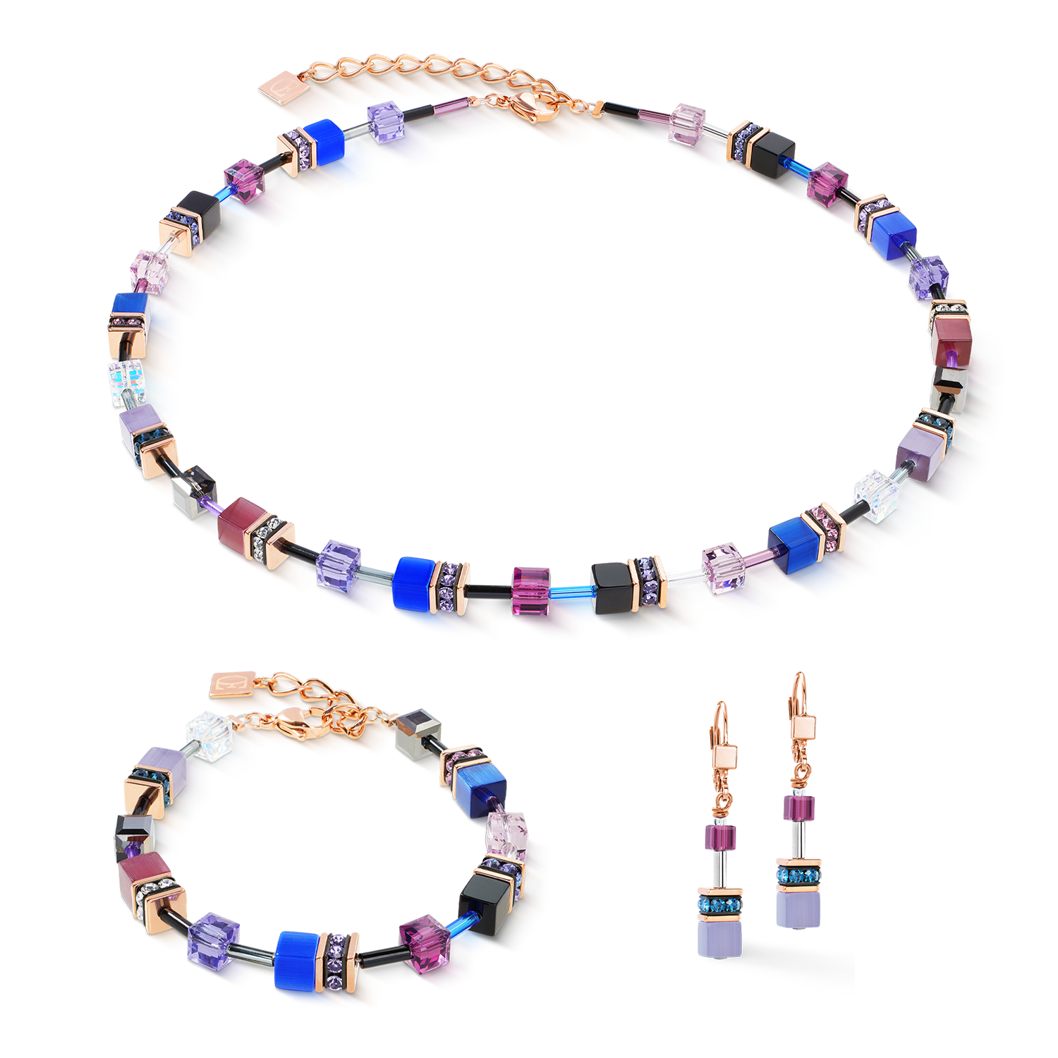GeoCUBE® Iconic bracelet Blue Moon rose gold