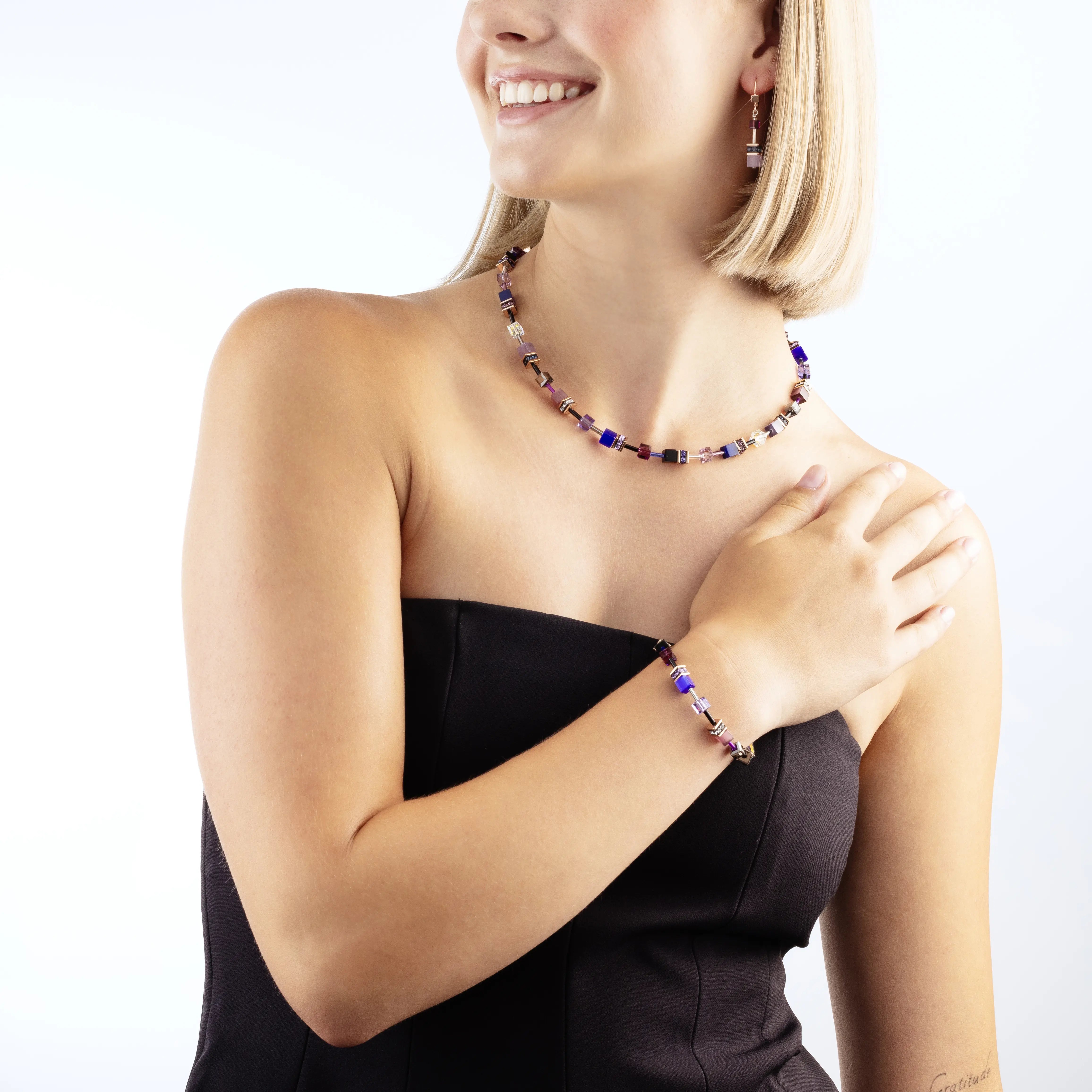 GeoCUBE® Iconic bracelet Blue Moon rose gold