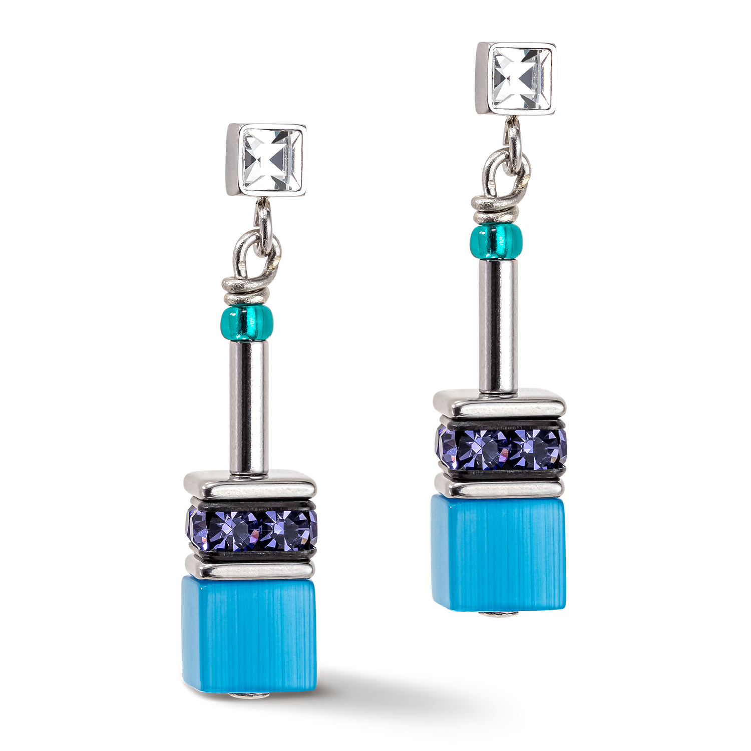GeoCUBE® Iconic earrings turquoise-purple