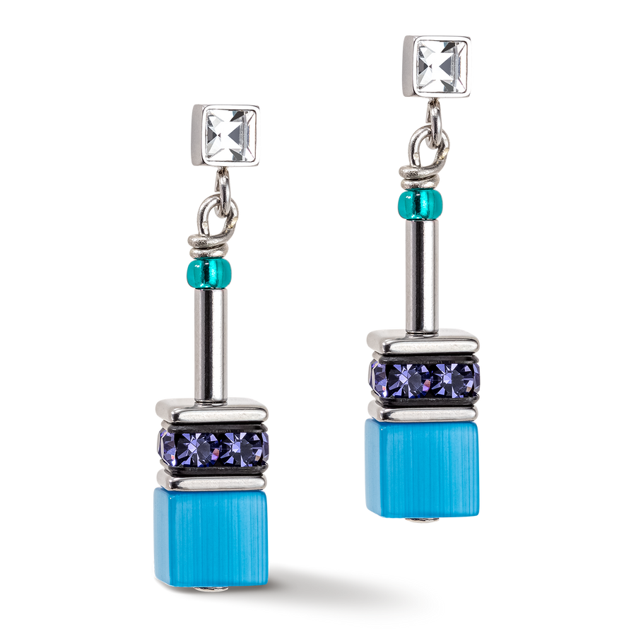 GeoCUBE® Iconic earrings turquoise-purple