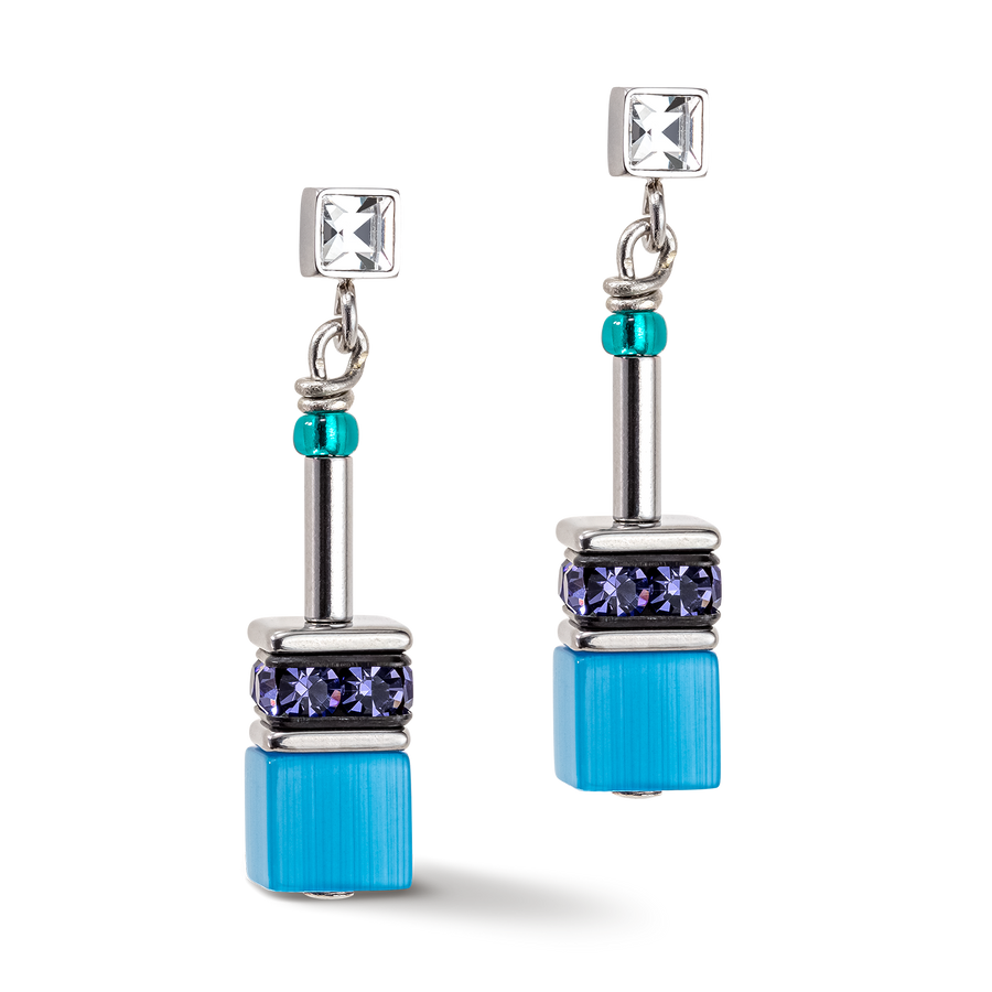GeoCUBE® Iconic earrings turquoise-purple