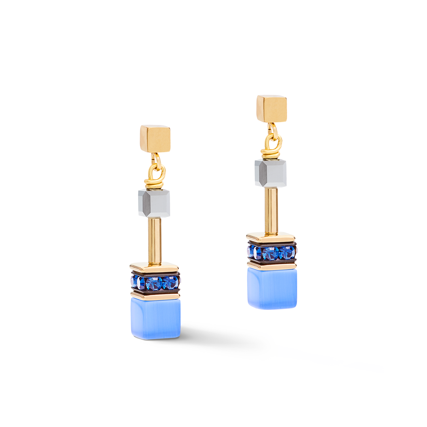 GeoCUBE® Earrings blue-gold