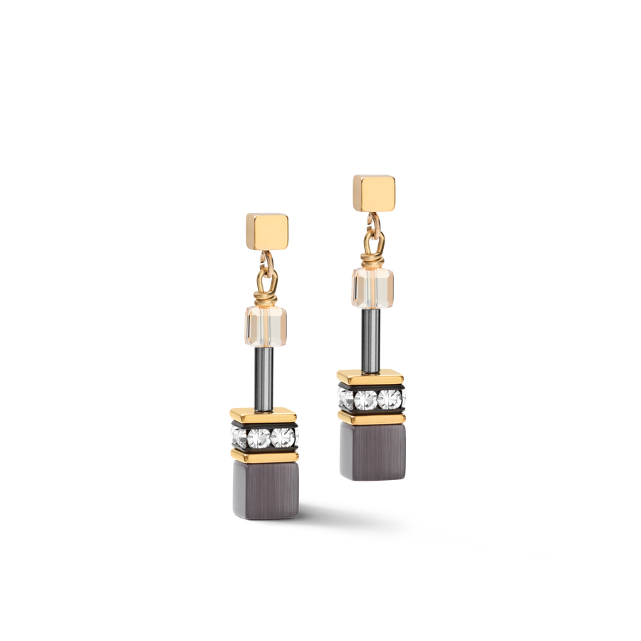 GEOCUBE® Earrings grey-gold