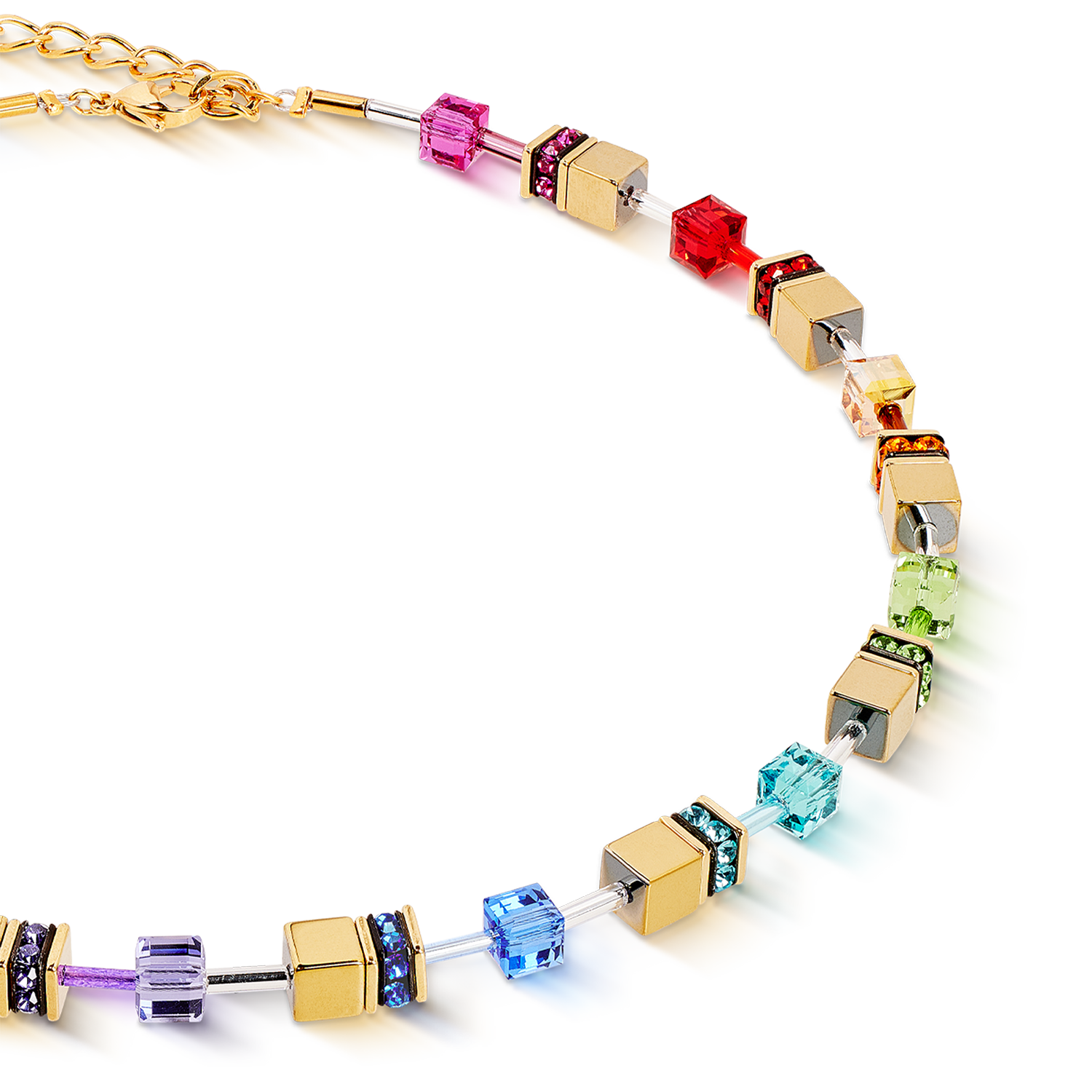 GeoCUBE® Iconic Metallic necklace Rainbow gold