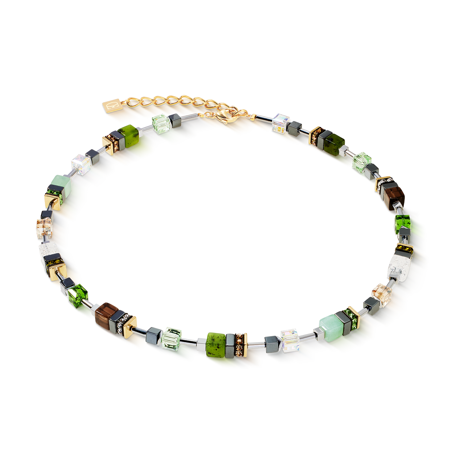 GeoCUBE® Precious Motion necklace Forest Light gold