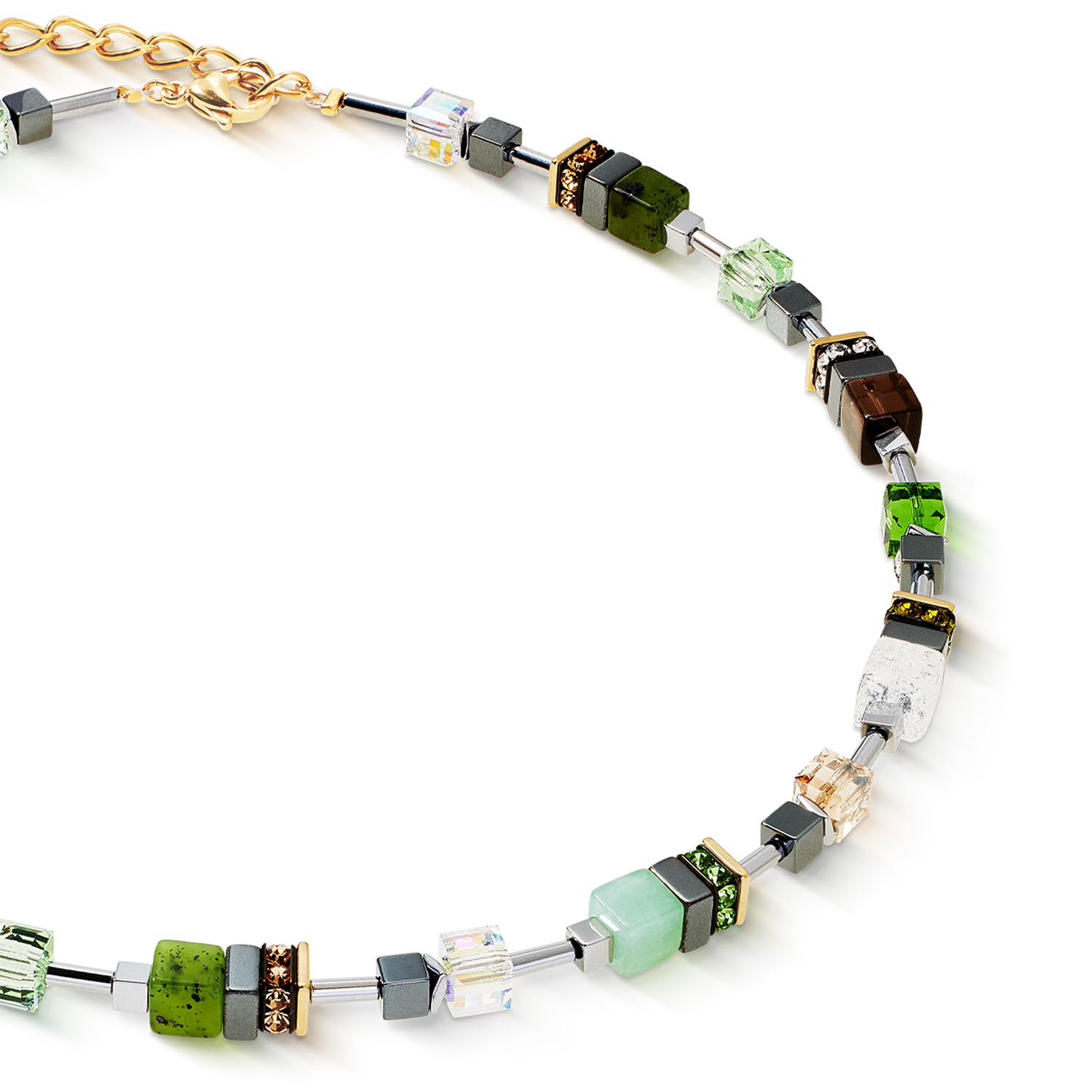 GeoCUBE® Precious Motion necklace Forest Light gold