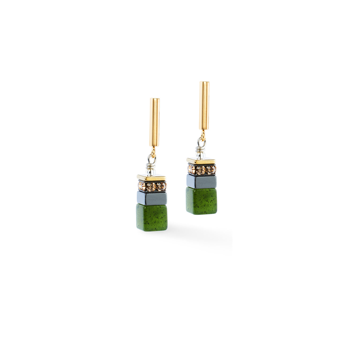 GeoCUBE® Precious Motion earrings Forest Light gold
