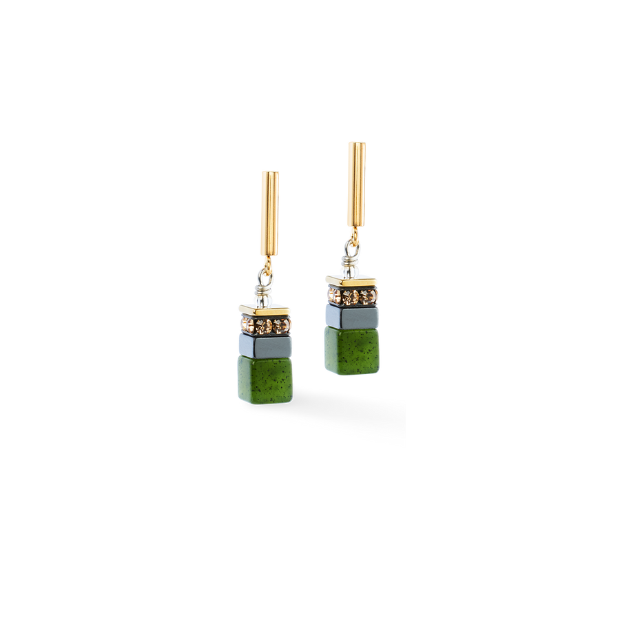 GeoCUBE® Precious Motion earrings Forest Light gold