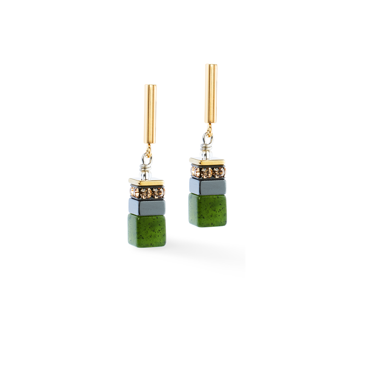 GeoCUBE® Precious Motion earrings Forest Light gold