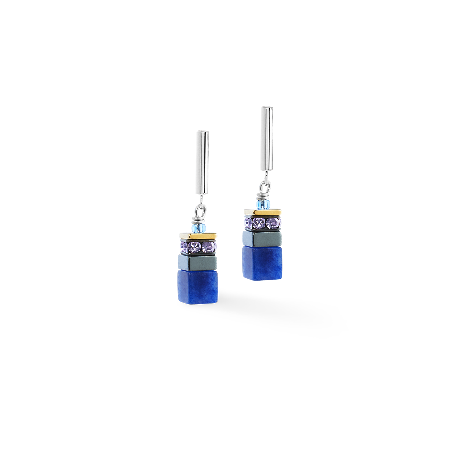 GeoCUBE® Precious Motion earrings Blue Moon Bicolour