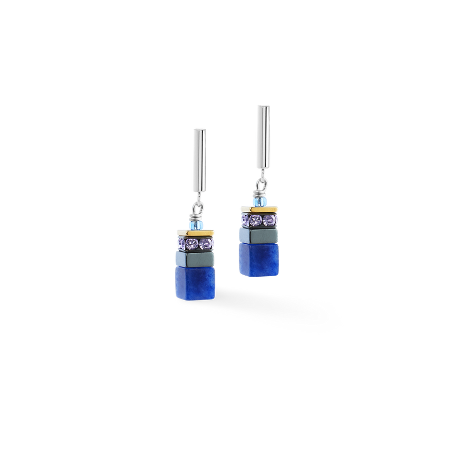 GeoCUBE® Precious Motion earrings Blue Moon Bicolour