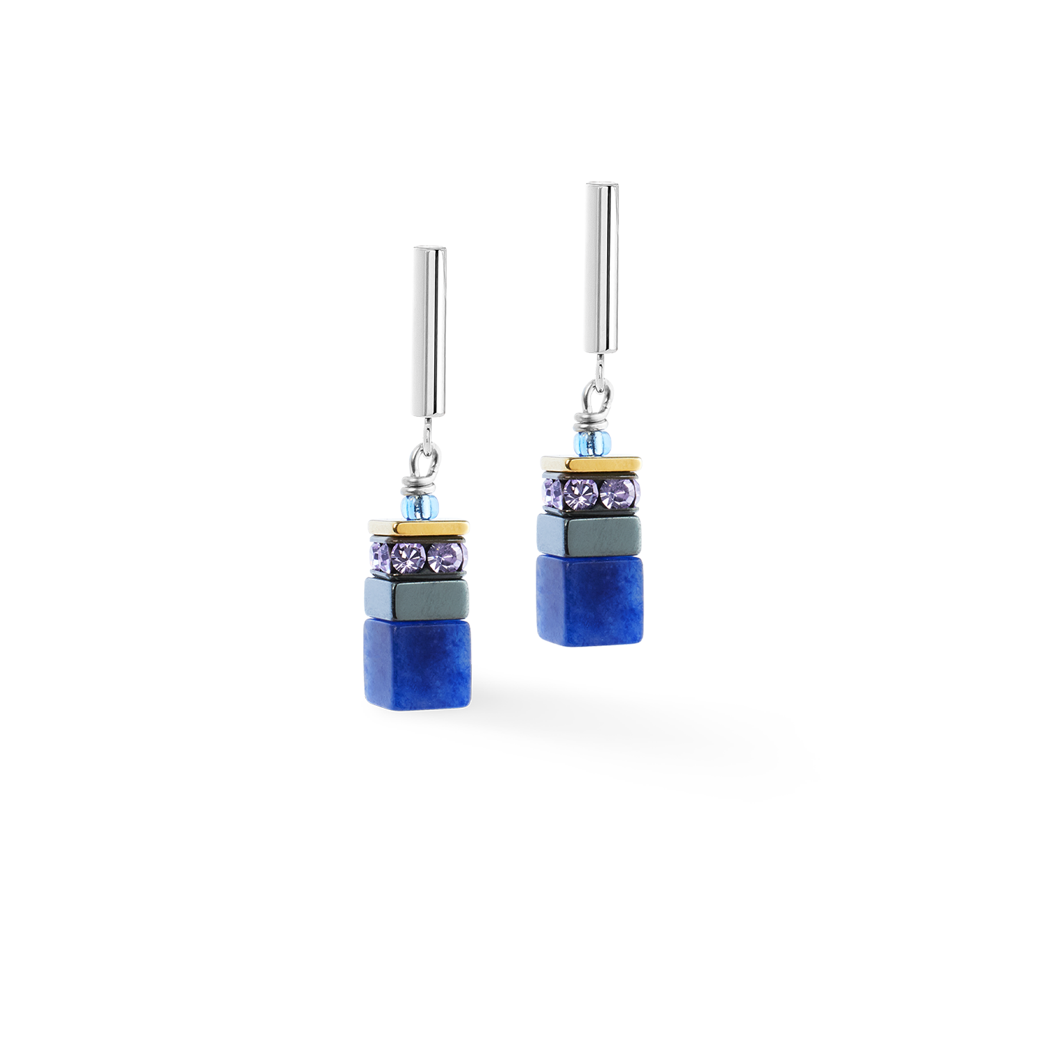 GeoCUBE® Precious Motion earrings Blue Moon Bicolour