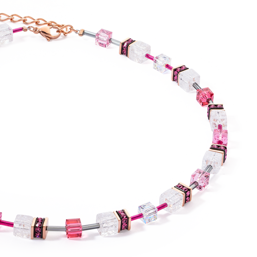 GeoCUBE® Iconic Nature necklace pink white