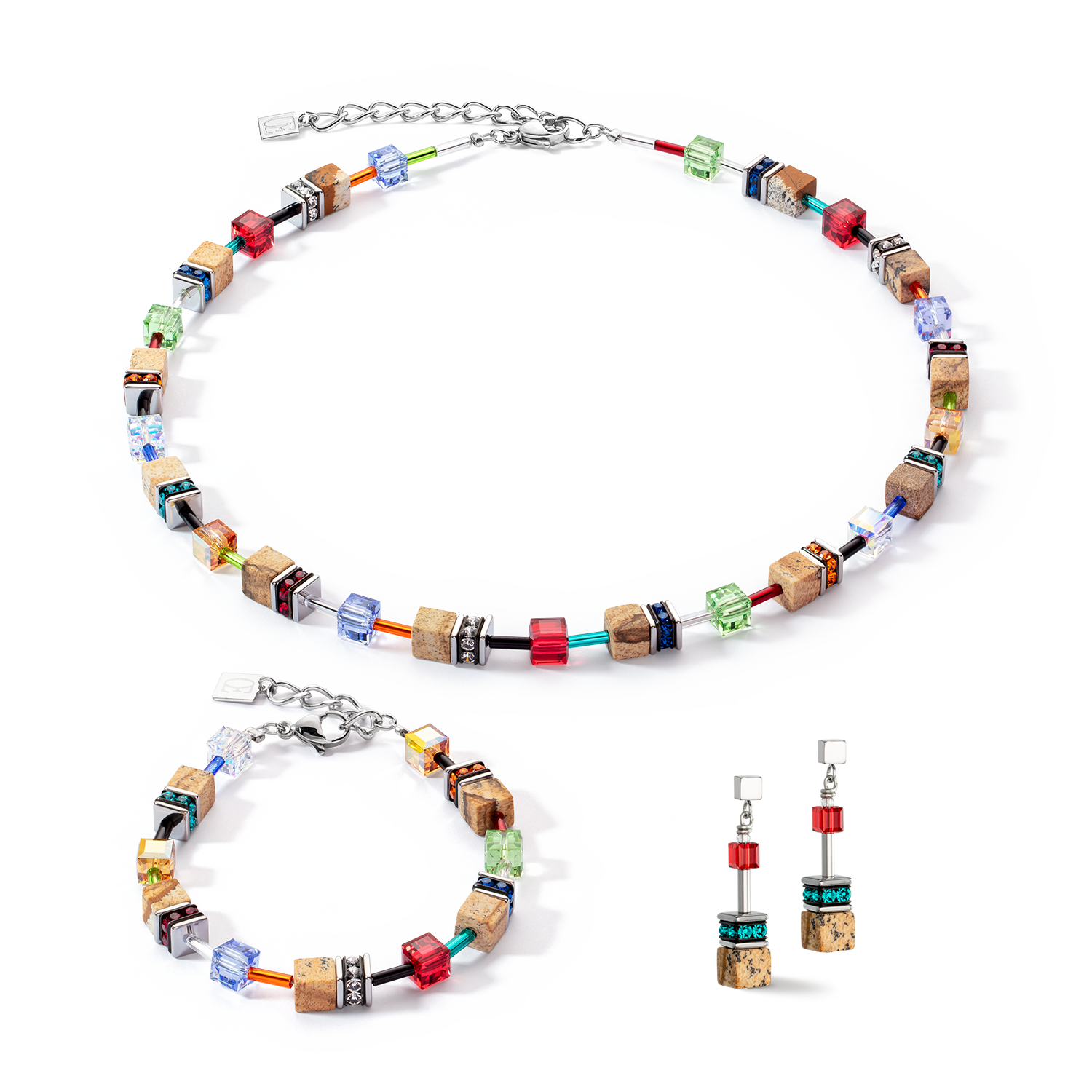 GeoCUBE® Iconic Nature earrings multicolour brown