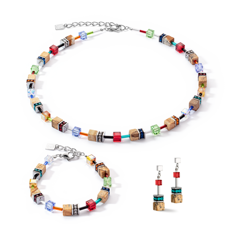 GeoCUBE® Iconic Nature earrings multicolour brown