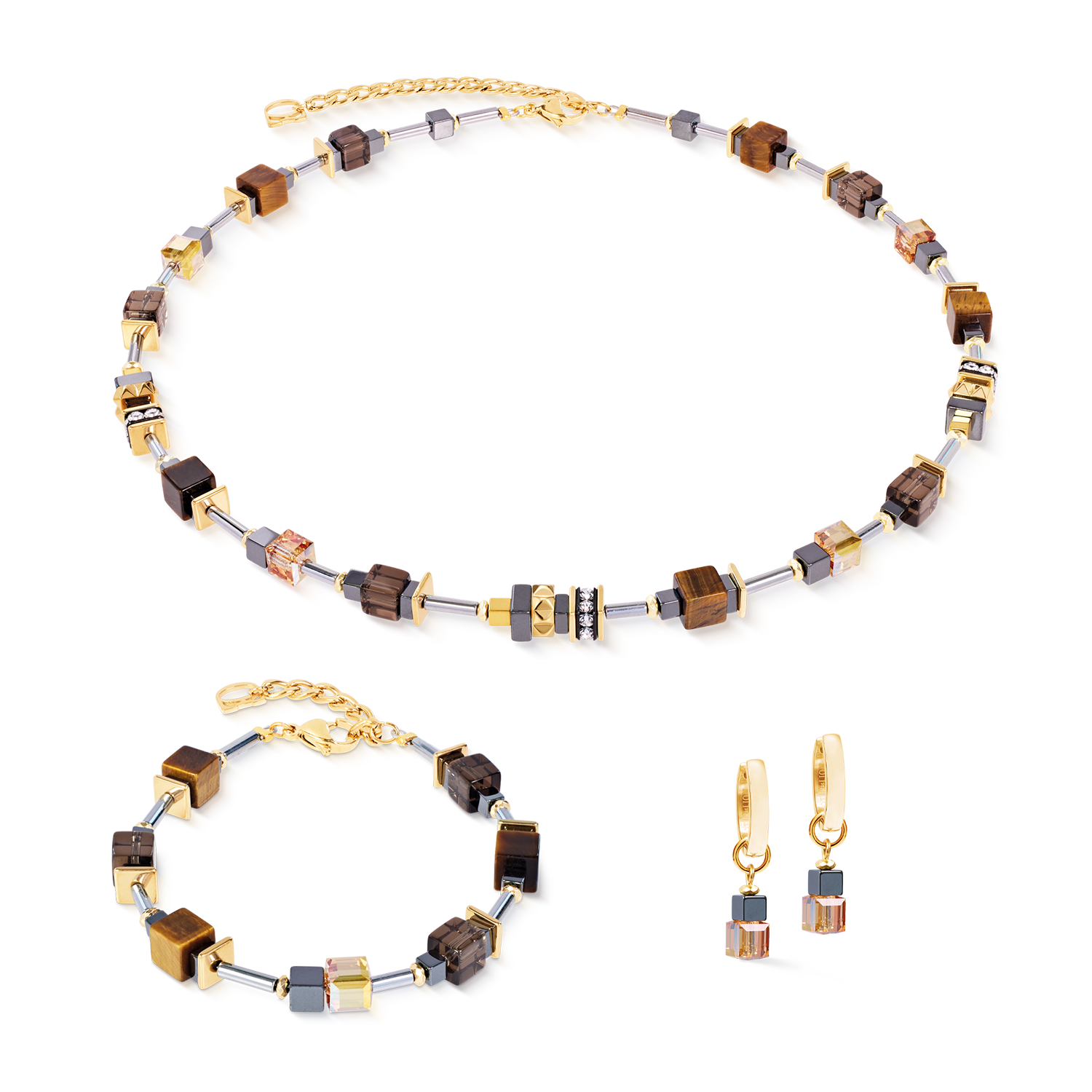 Cube Duet Necklace Earth Gold