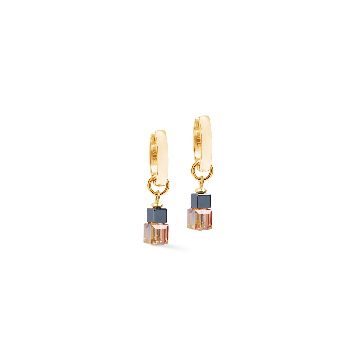 Cube Duet Hoop Earrings Earth Gold
