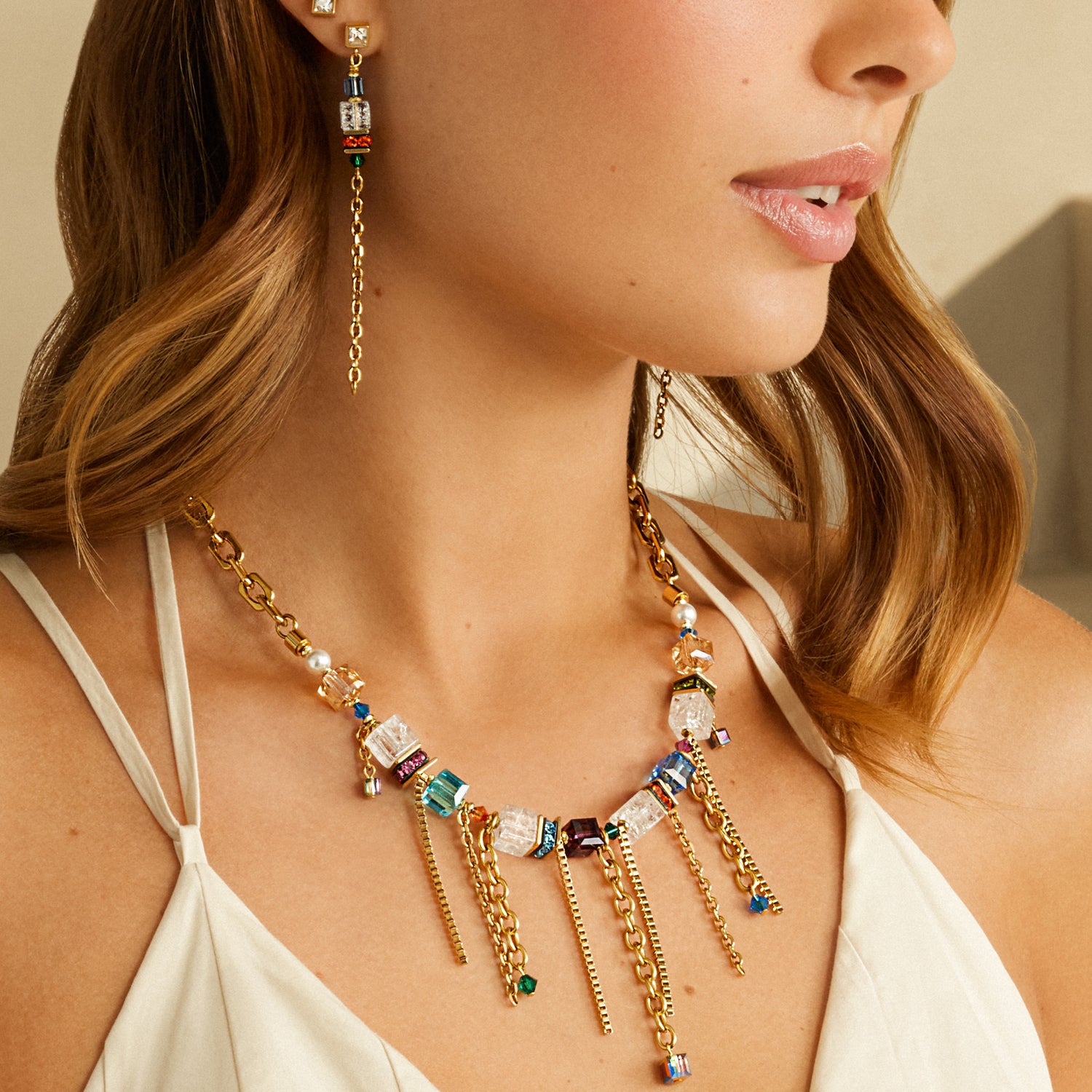 Earrings Sunray Cube Couture gold-multicolour