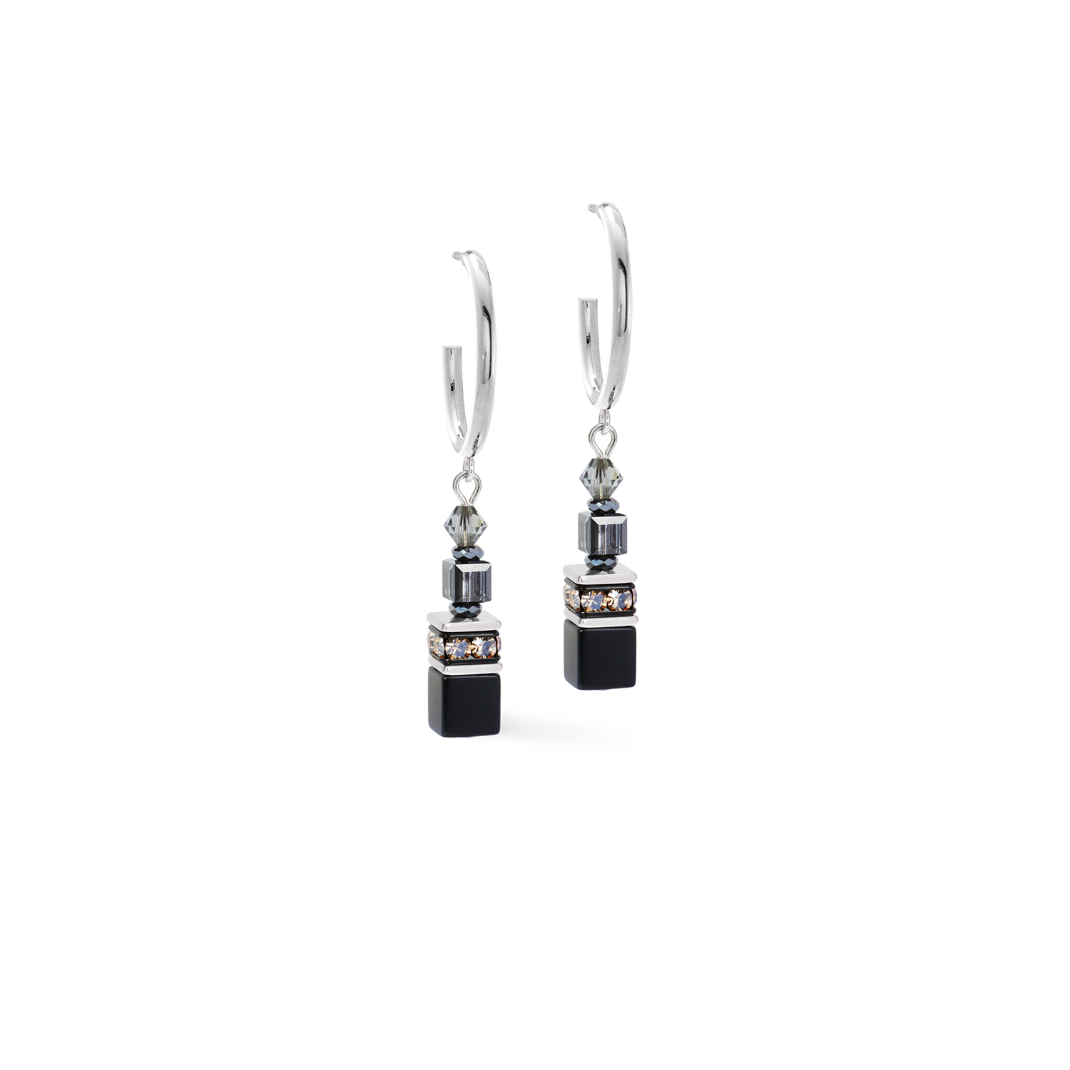 GeoCUBE® Fusion Winter Hoop Earring silver-black