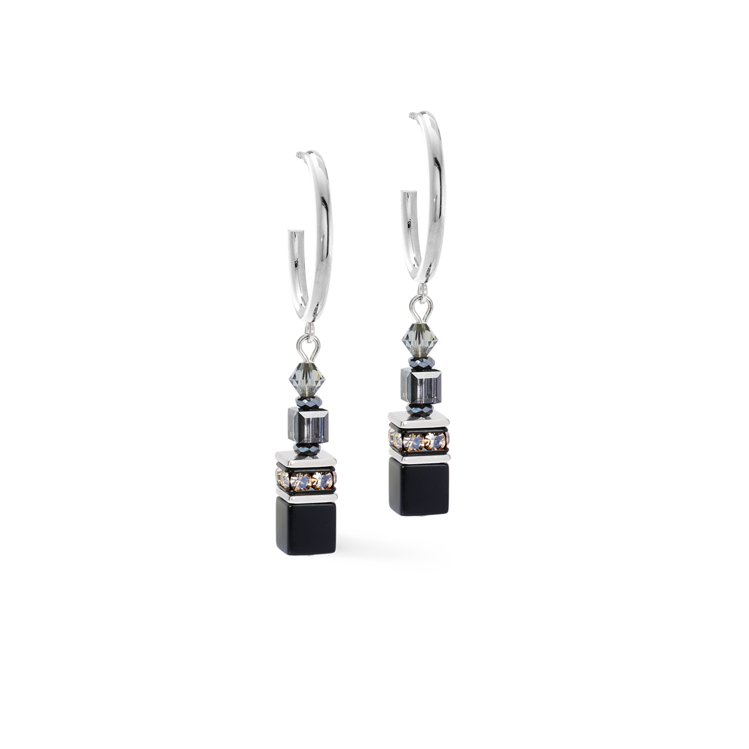 GeoCUBE® Fusion Winter Hoop Earring silver-black
