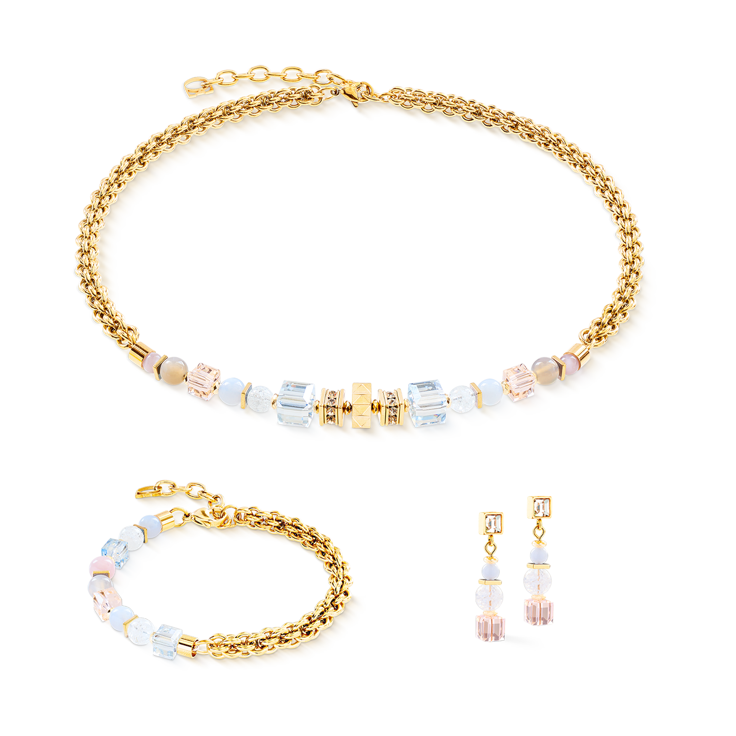 Necklace Cube Nexus gold-pastel