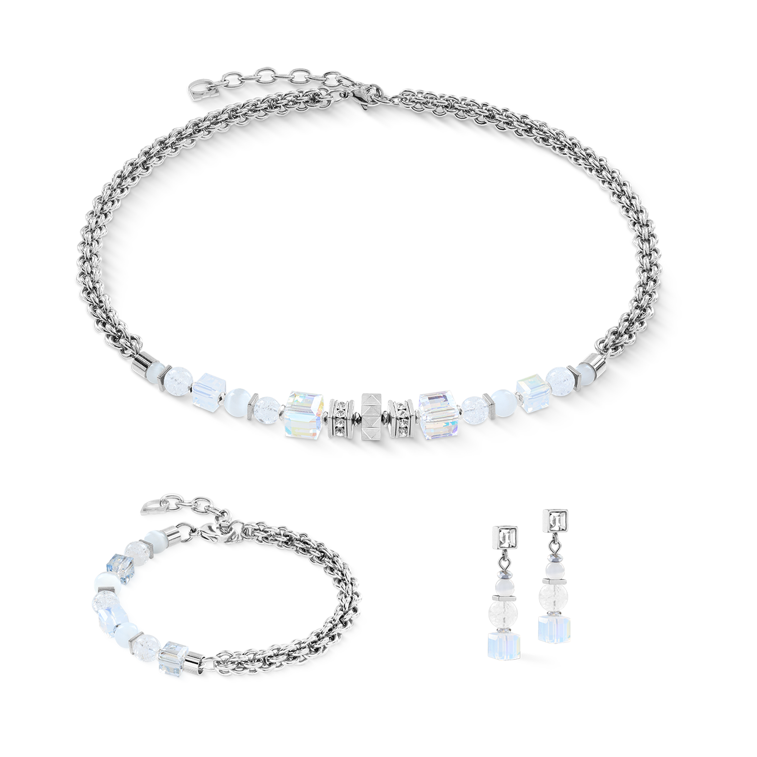 Necklace Cube Nexus silver-white