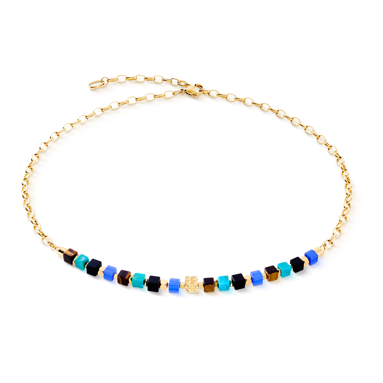Necklace Cube Mosaic Lagoon gold