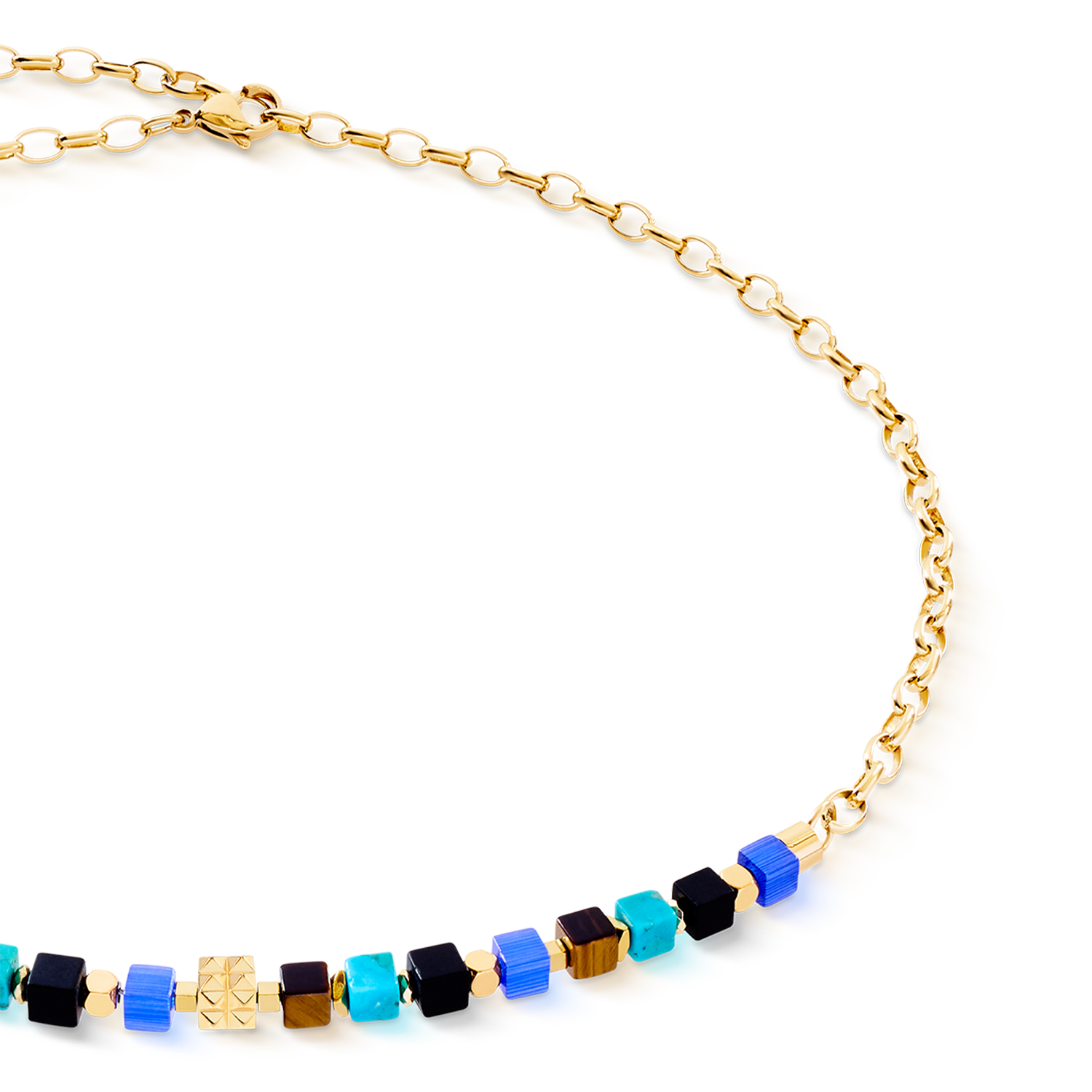Necklace Cube Mosaic Lagoon gold