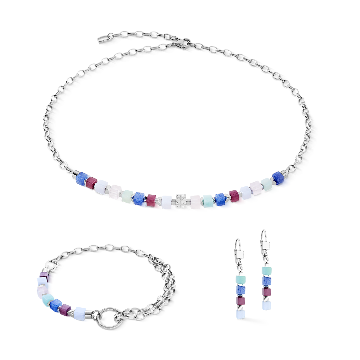 Necklace Cube Mosaic Lumina silver