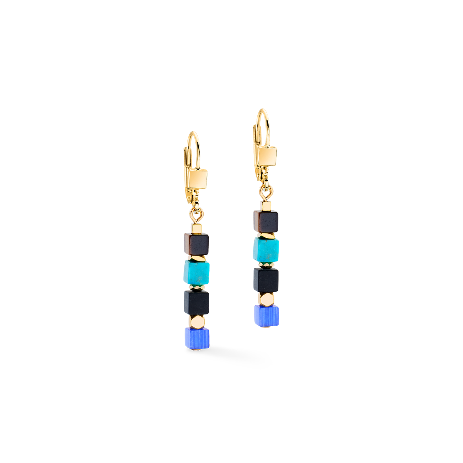 Earrings Cube Mosaic Lagoon gold