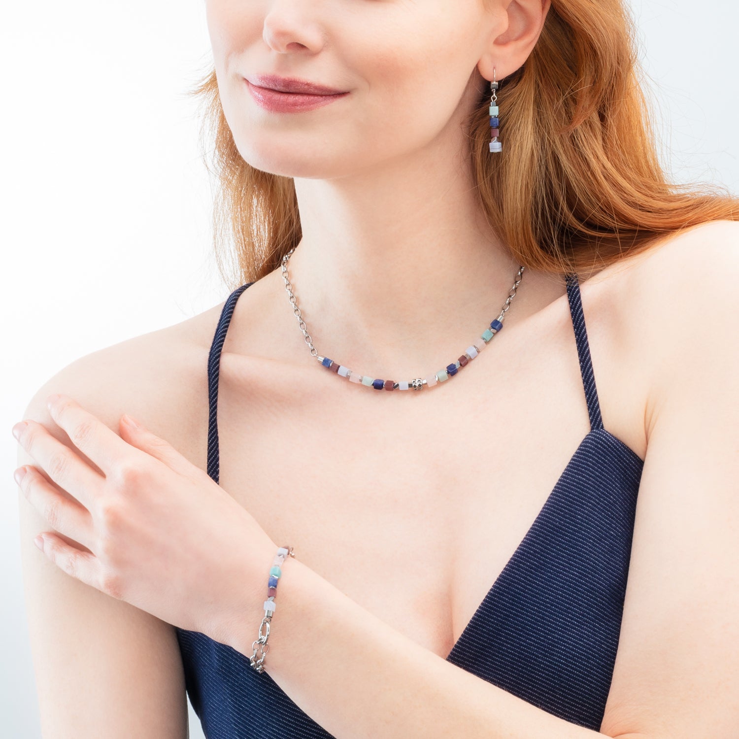 Earrings Cube Mosaic Lumina silver