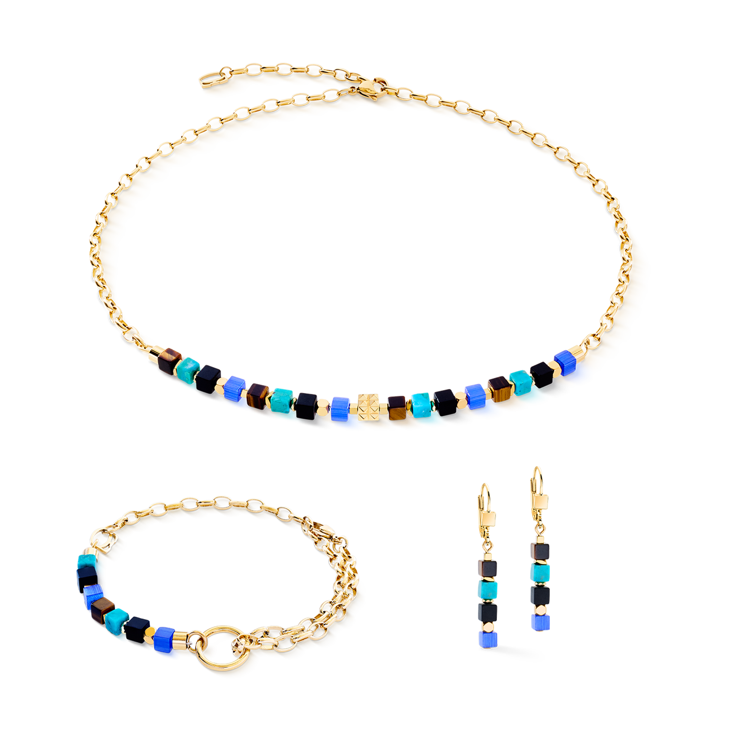 Bracelet Cube Mosaic Lagoon gold