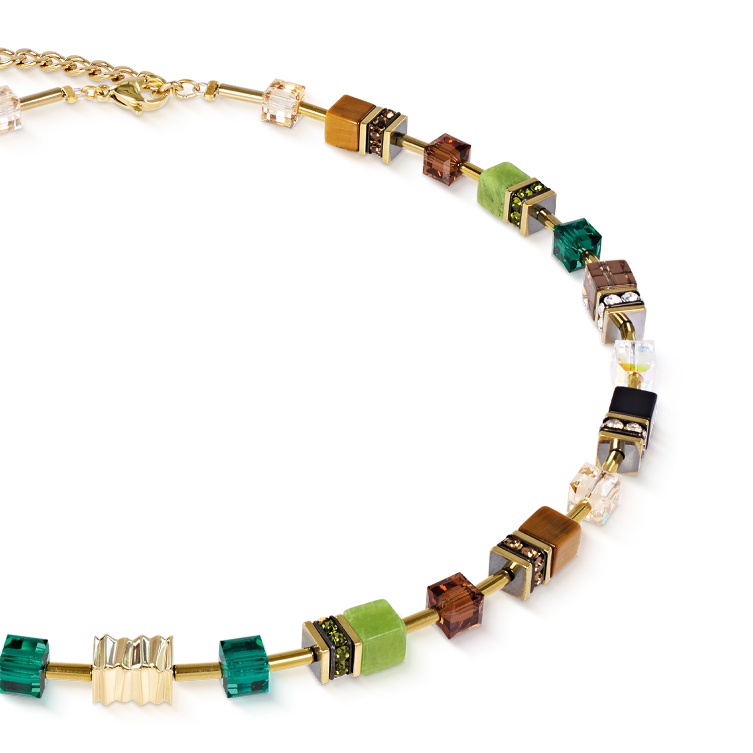 GeoCUBE® Iconic Wave Necklace Forest Gold