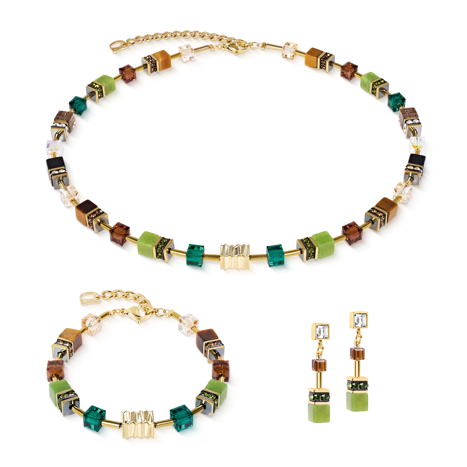 GeoCUBE® Iconic Wave Necklace Forest Gold