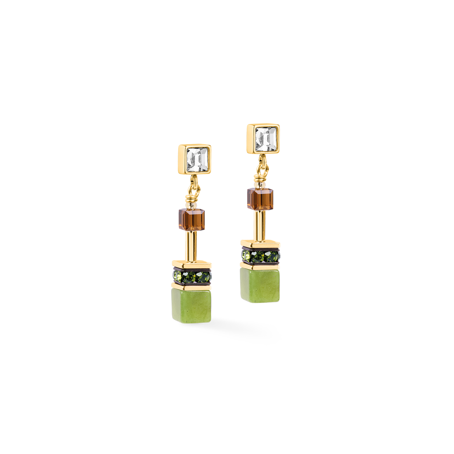 GeoCUBE® Iconic Wave Stud Earrings Forest Gold