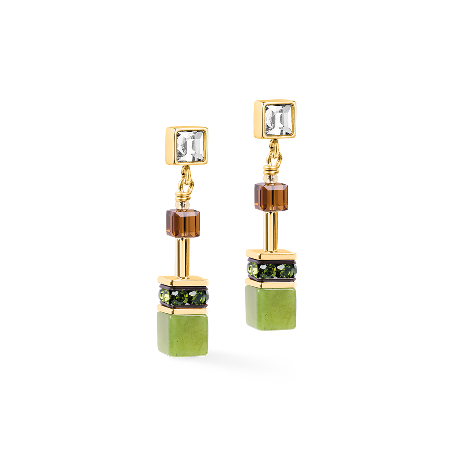 GeoCUBE® Iconic Wave Stud Earrings Forest Gold