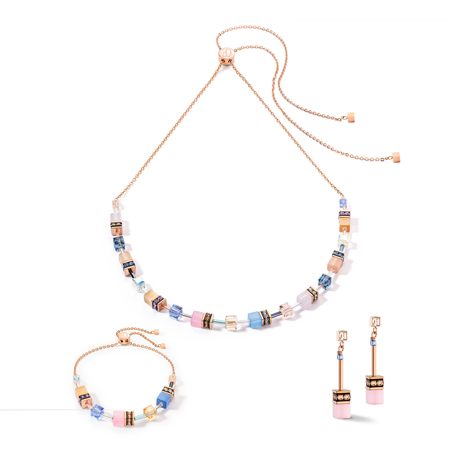 GeoCUBE® Iconic Chain necklace pale blue pink
