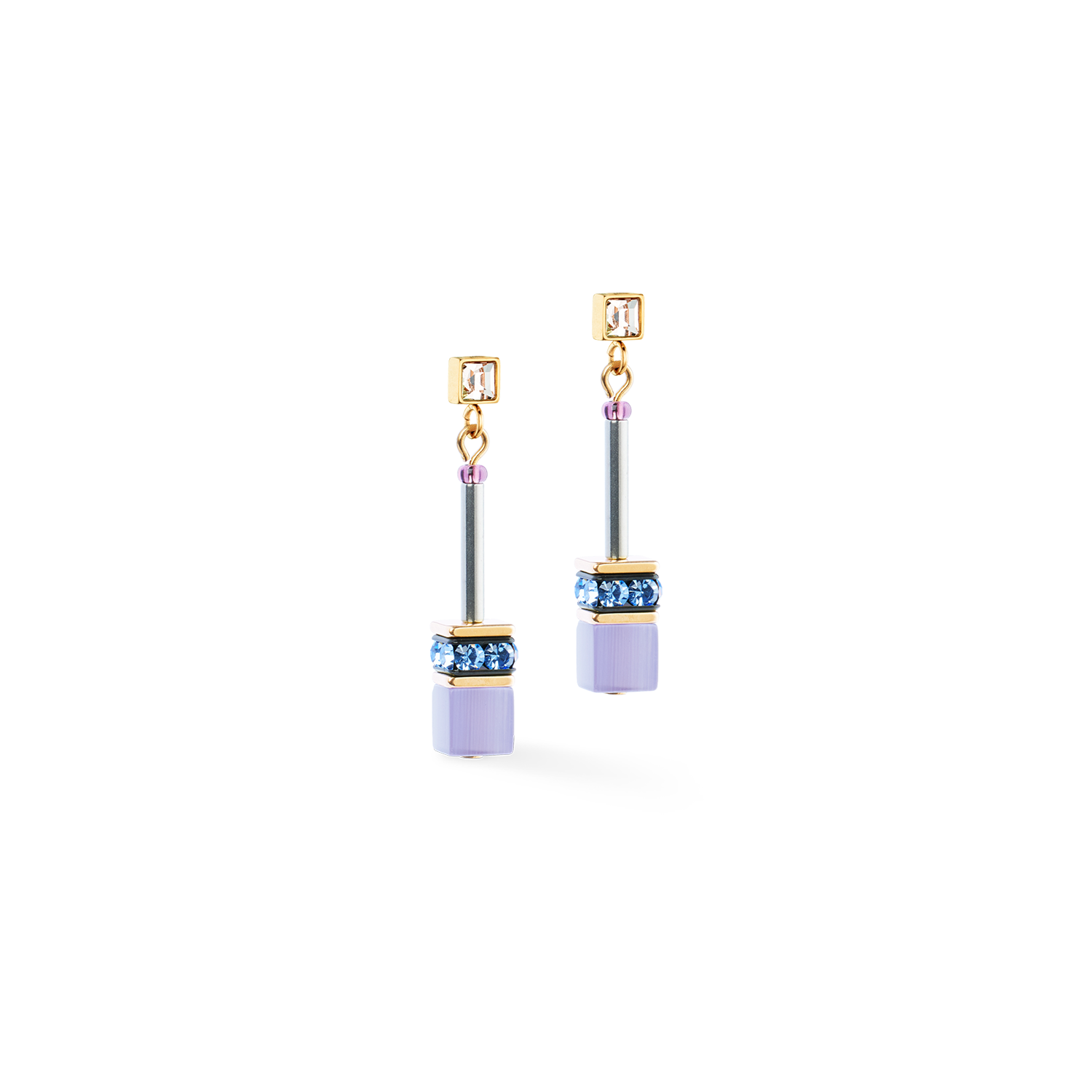 GeoCUBE® Iconic Chain earrings Mystic Orchid gold