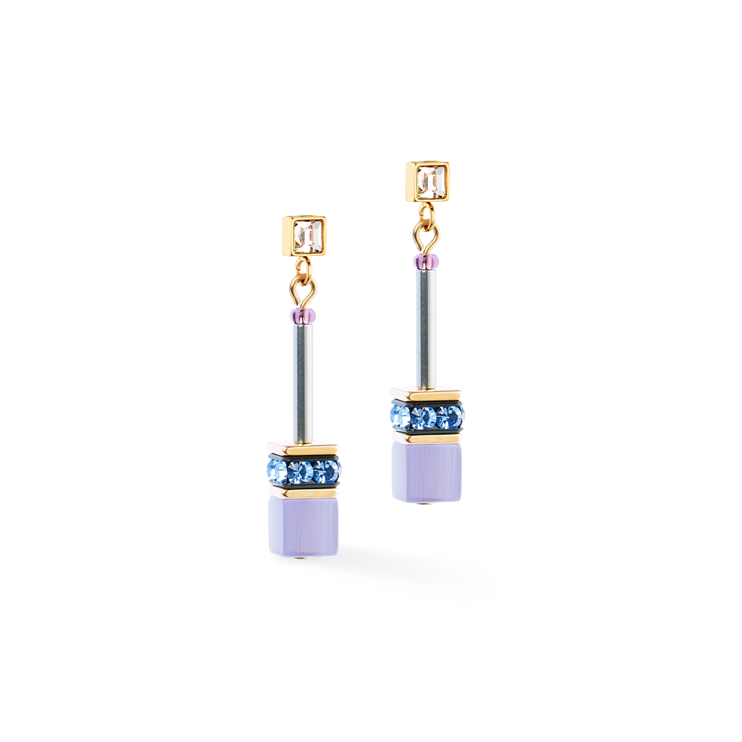 GeoCUBE® Iconic Chain earrings Mystic Orchid gold