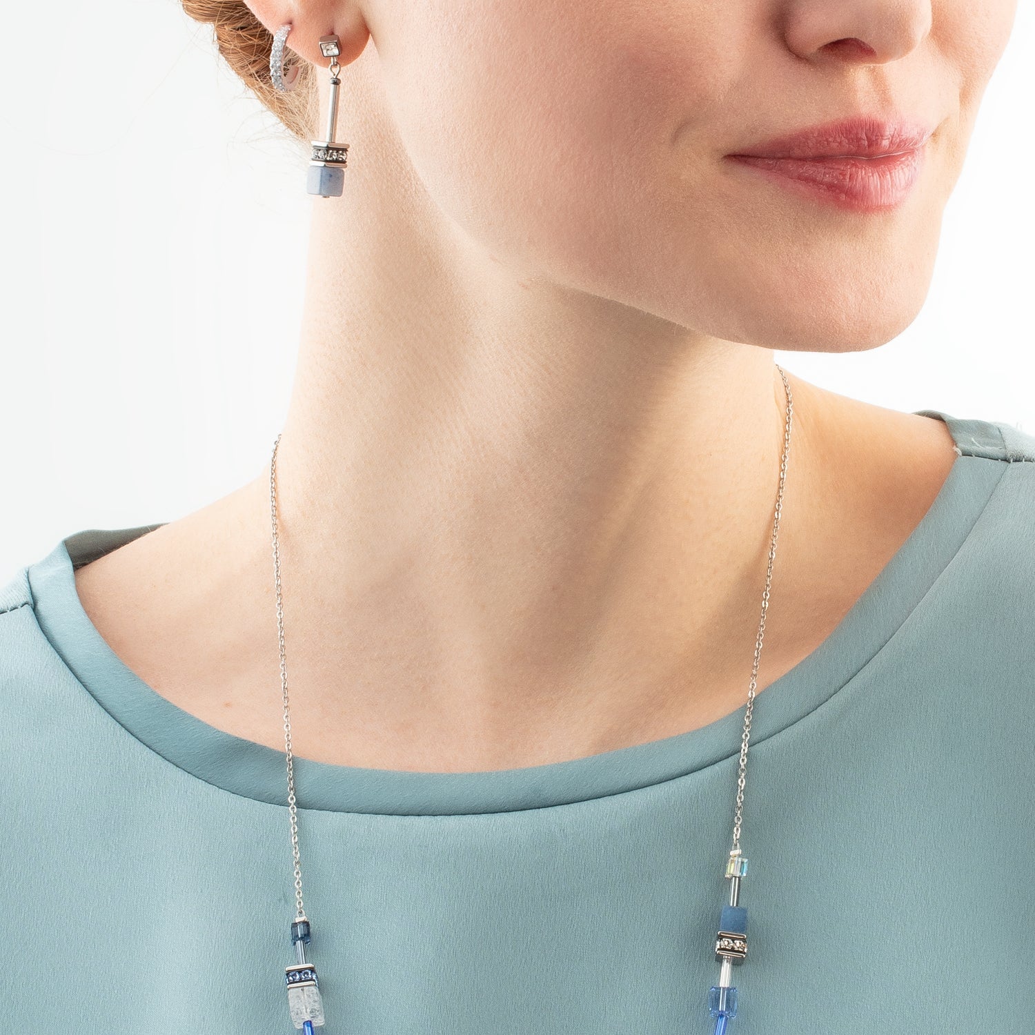 GeoCUBE® Iconic Nature Chain earrings blue