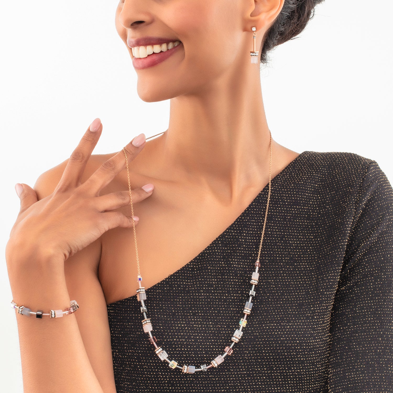 GeoCUBE® Iconic Nature Chain earrings rose