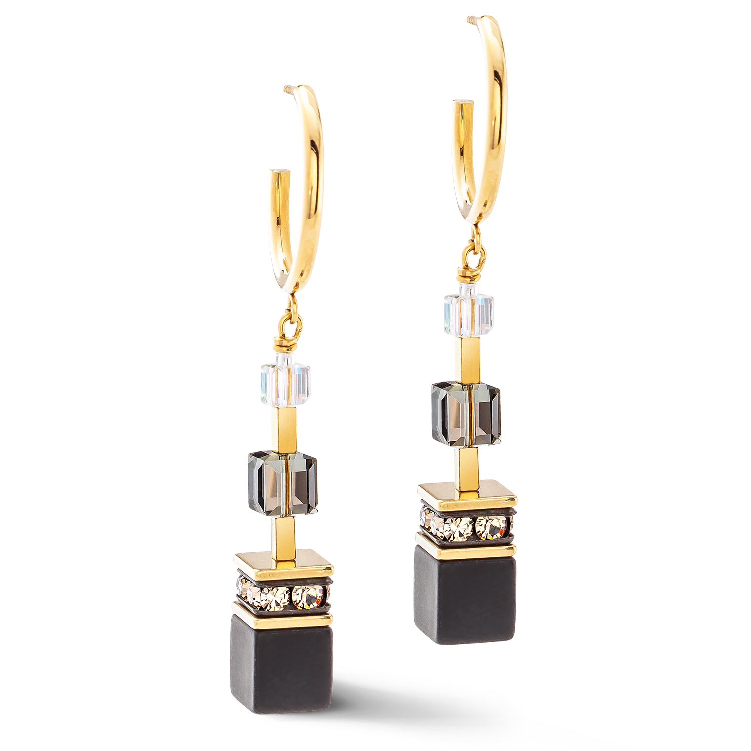 GeoCUBE® Precious statement earrings gold-black
