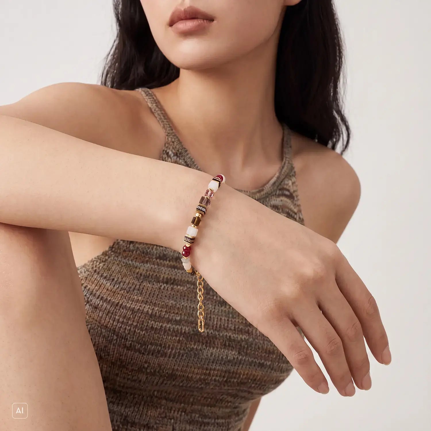 COEUR DE LION GeoCUBE® Precious Grace Bracelet Rose Smoke – on model