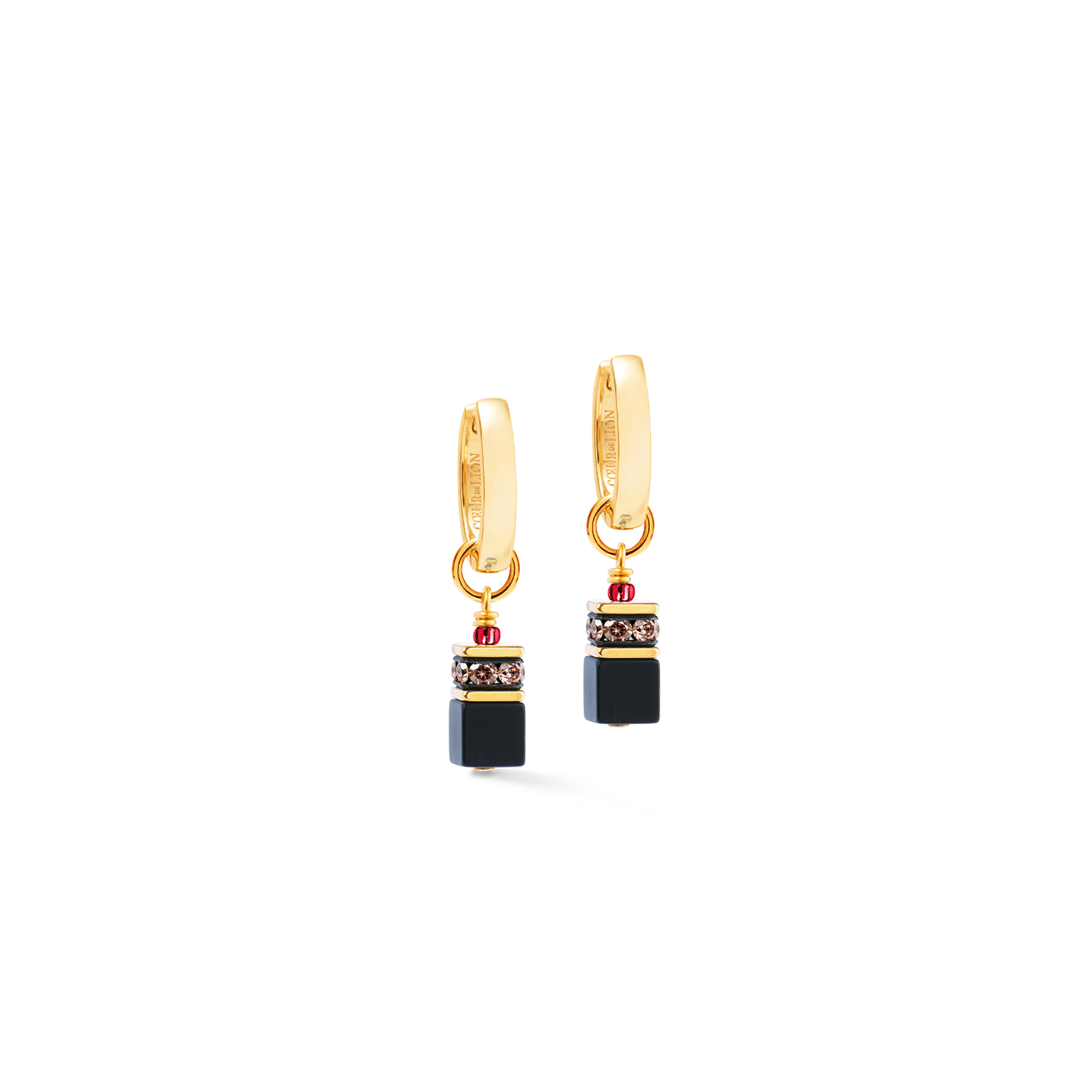 GeoCUBE® Precious Classic Hoop Earrings Ruby Noir