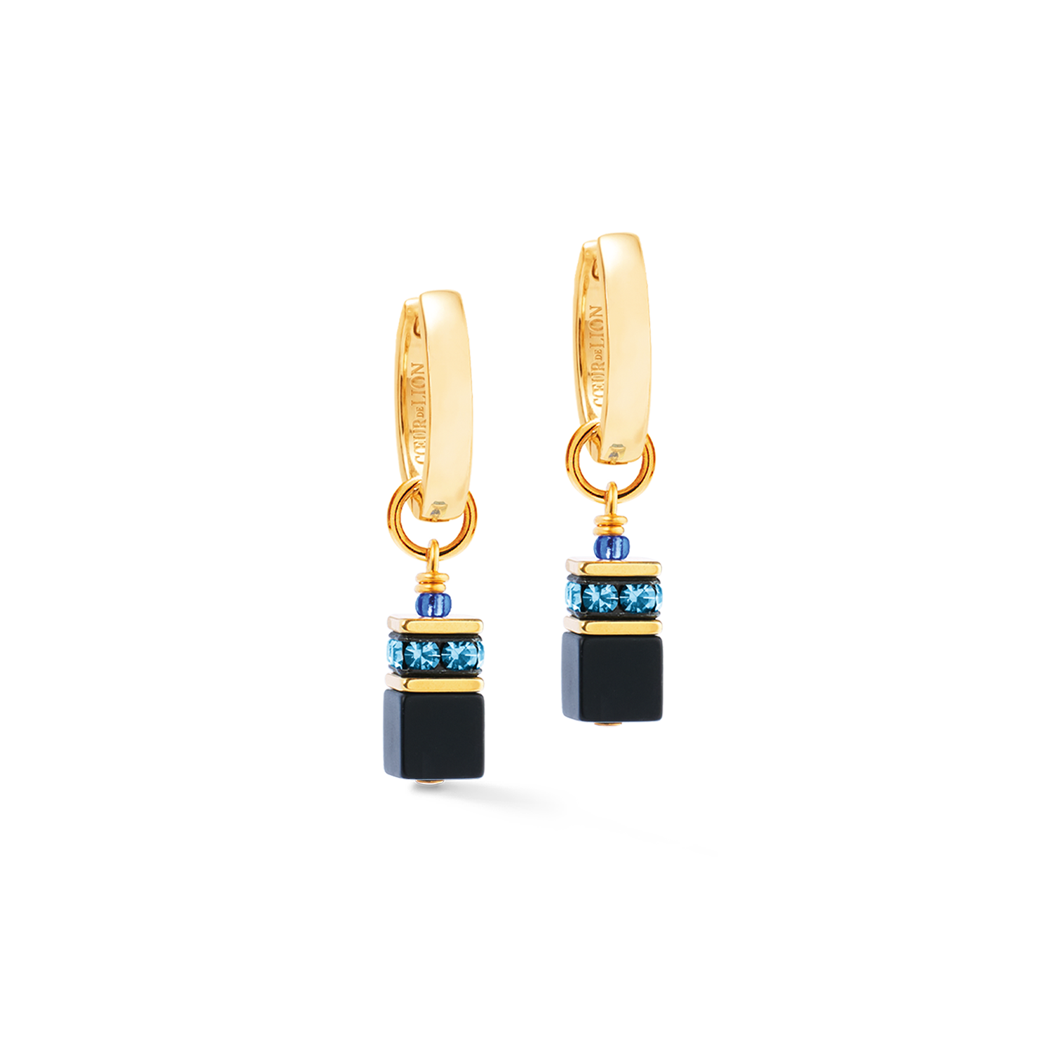 GeoCUBE® Precious Classic Hoop Earrings Midnight Blue
