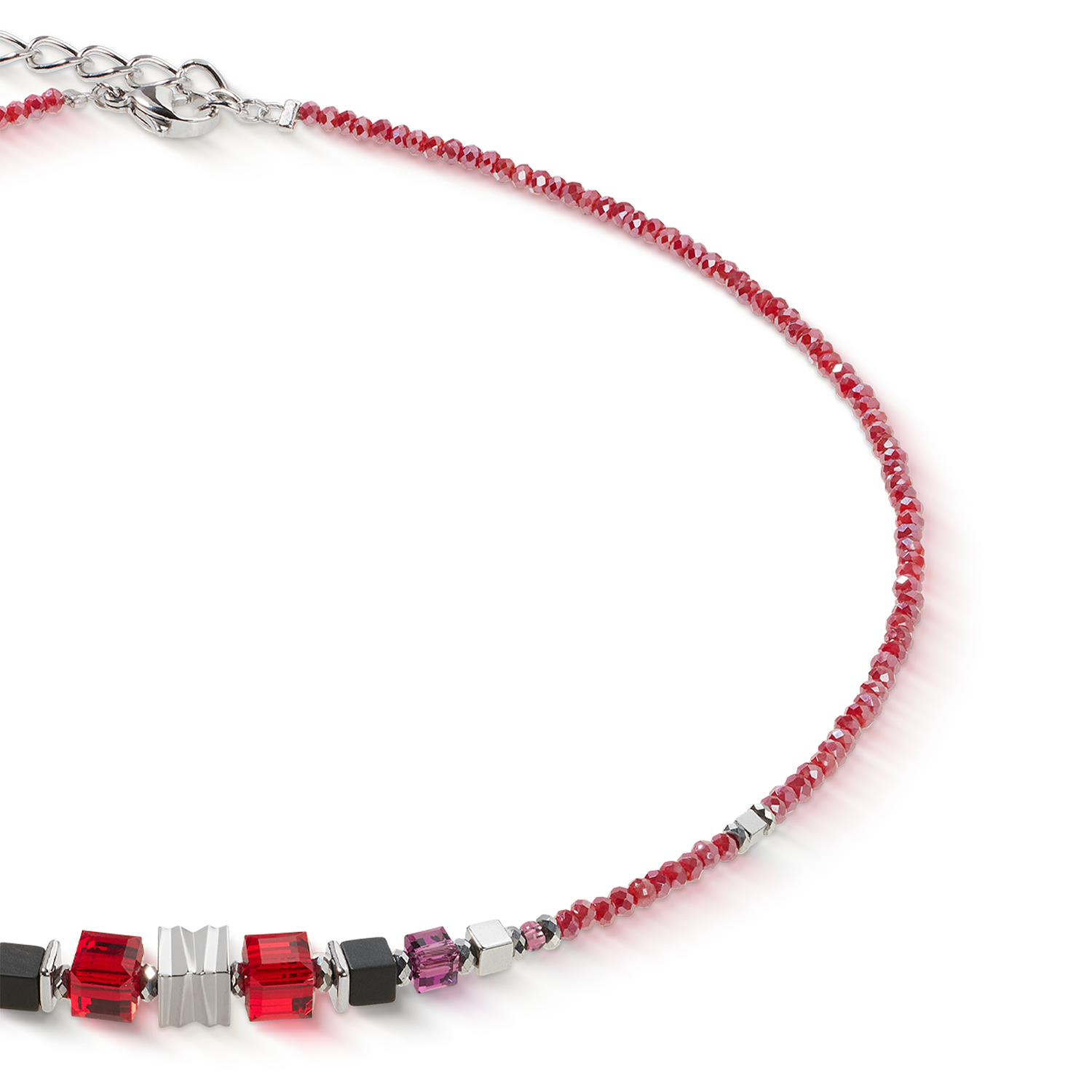 Necklace Wave Cube Flow silver-red